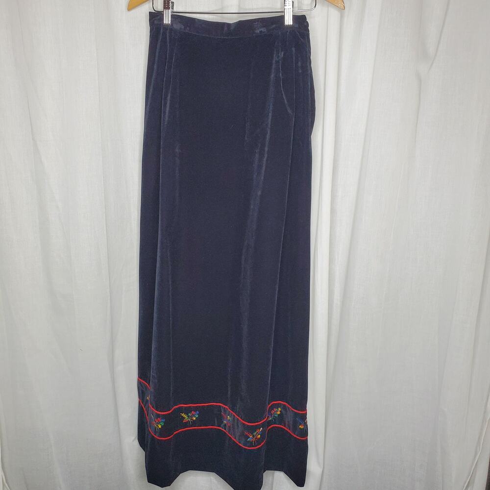 Summit of Boston Velvet Maxi Skirt w/ Embroidery